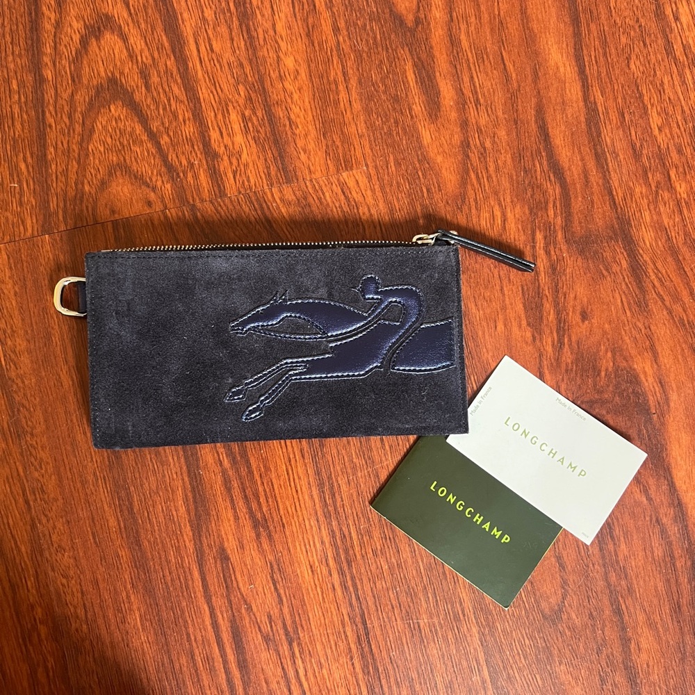 Longchamp Navy Suede Wallet